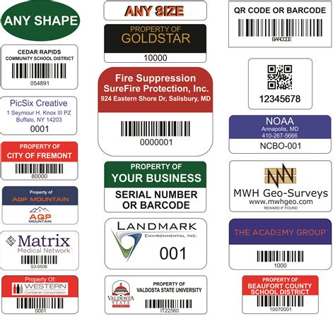 equipment labels and stickers